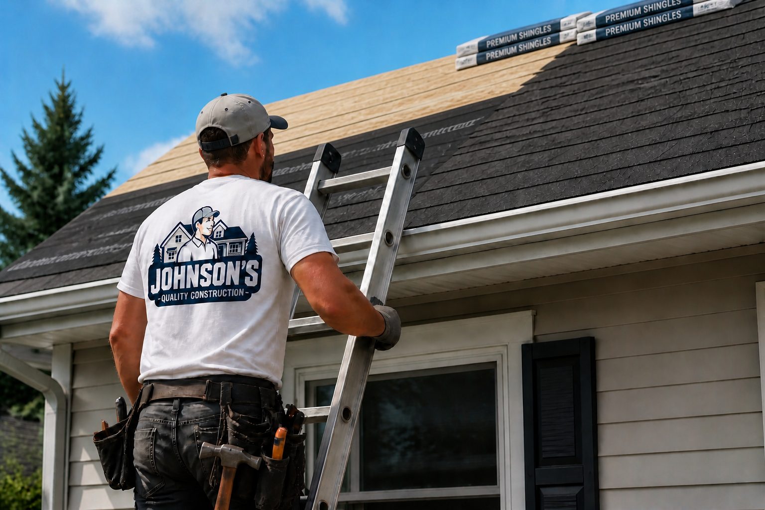 Roof replacement in progress